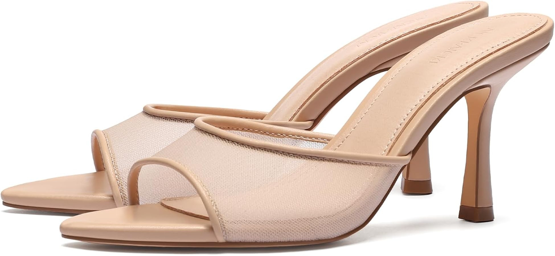 VICKI\u00b7VICKI Mules Heels for Women Pointed Peep Toe High Heels Slip On Backless Mule Sandals ... | Amazon (US)
