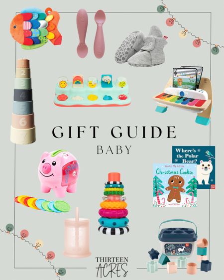 Gift Guide: Baby (under a year old)

Toys, stacking rings, piano, shape sorter, stacking cups, booties, utensils, straw cup, books.

#LTKHoliday #LTKbaby #LTKGiftGuide