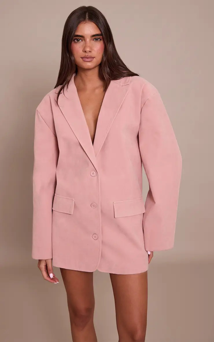 Dresses | Pink Faux Suede Structured Blazer Dress | PrettyLittleThing | PrettyLittleThing UK