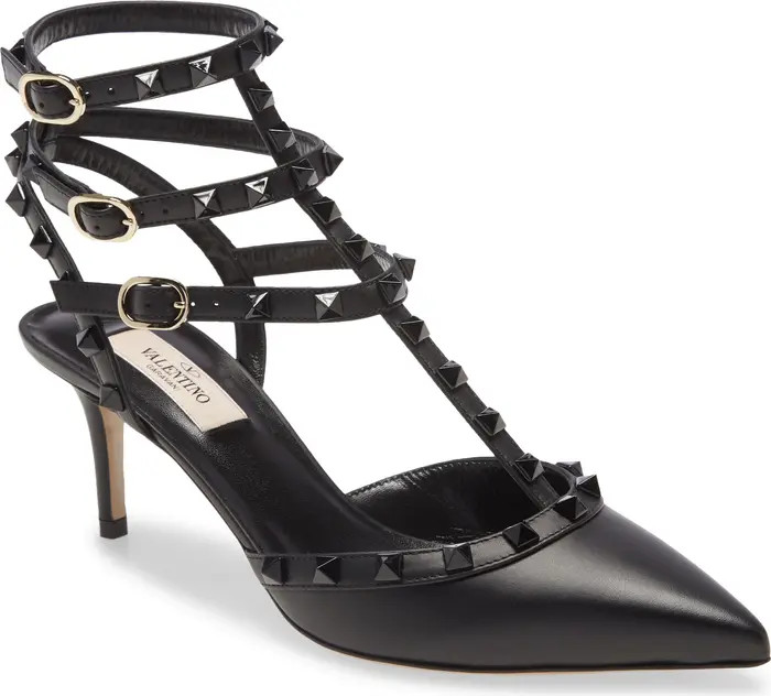 Rockstud T-Strap Pointed Toe Pump | Nordstrom