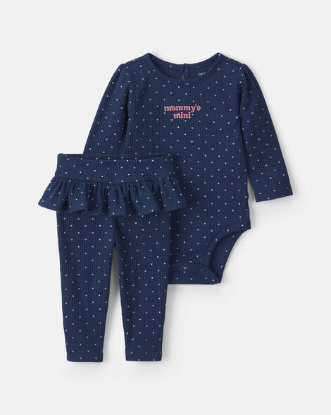 Baby Girl 2-Piece 'Mommy's Mini' Long-Sleeve Bodysuit & Pant Set - Navy Blue | Carter's | Carter's Inc