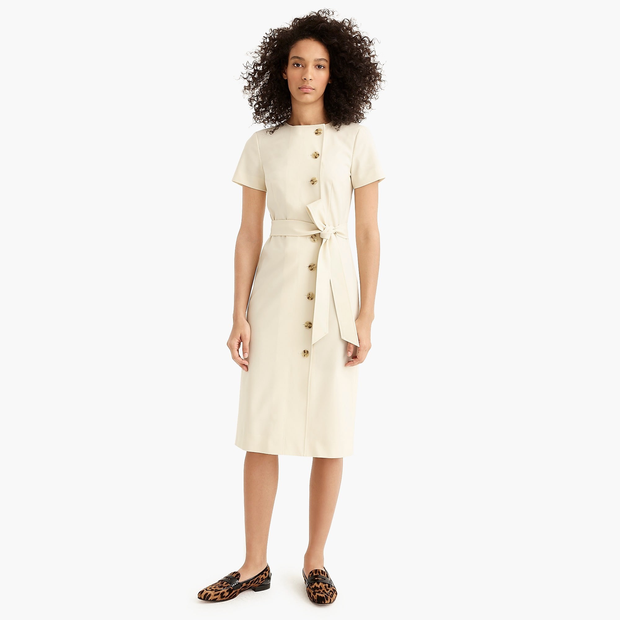 Short-sleeve trench dress in Italian stretch wool | J. Crew US