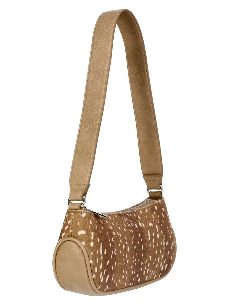 No Boundaries Women's Faux Leather Moto Shoulder Bag, Doe | Walmart (US)