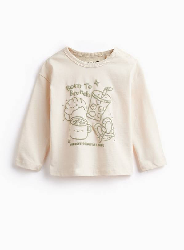 Buy Cream Born To Brunch Graphic Long Sleeve T-Shirt 18-24 months | Tops | Tu | Tu Clothing