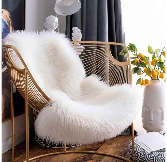 2x3 feet Chair Covers- Chair Cushions- Faux Fur Rug- Sheepskin Rug- Faux Sheepskin Rug-White Fur ... | Etsy (US)