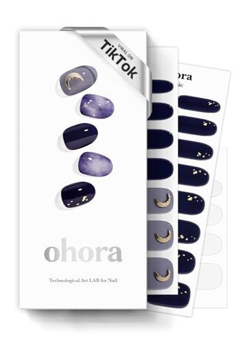 ohora Semi Cured Gel Nail Strips (N Lunar Eclipse) - Dark, Patterned, Works with Any UV/LED Lamps, Salon-Quality, Long Lasting, Easy to Apply & Remove - Includes 2 Prep Pads, Nail File & Wooden Stick | Amazon (US)