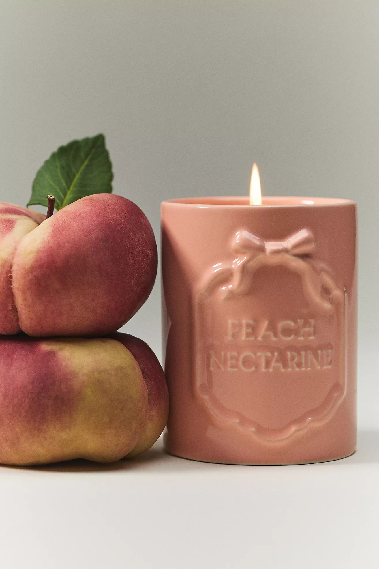 Gingham Bow Fruity Peach & Nectarine Ceramic Boxed Candle | Anthropologie (US)