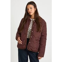 Womens Quilted Collared Jacket - Brown - 12 | boohoo (US & Canada)