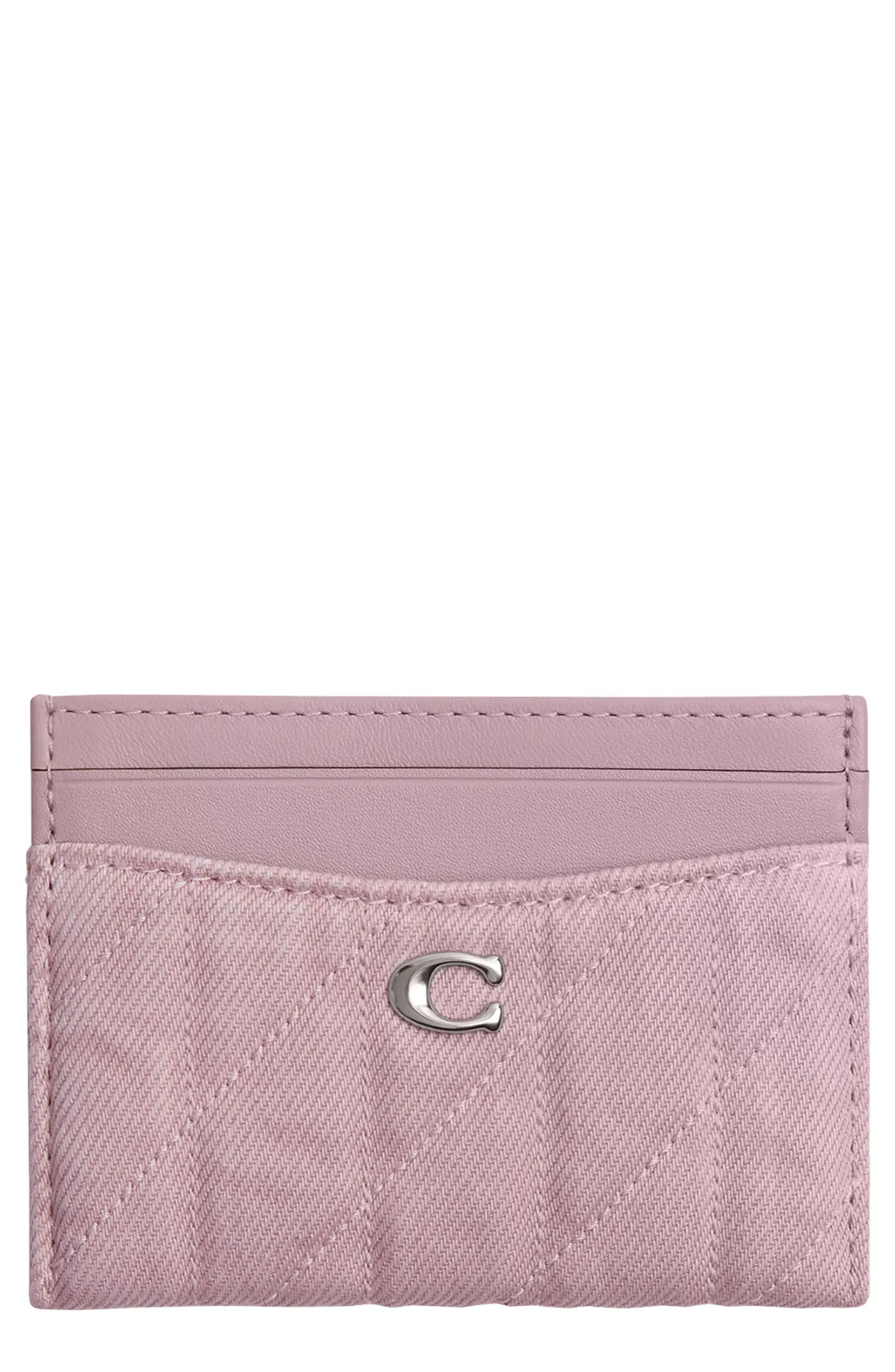 Essential Quilted Denim & Leather Card Case | Nordstrom