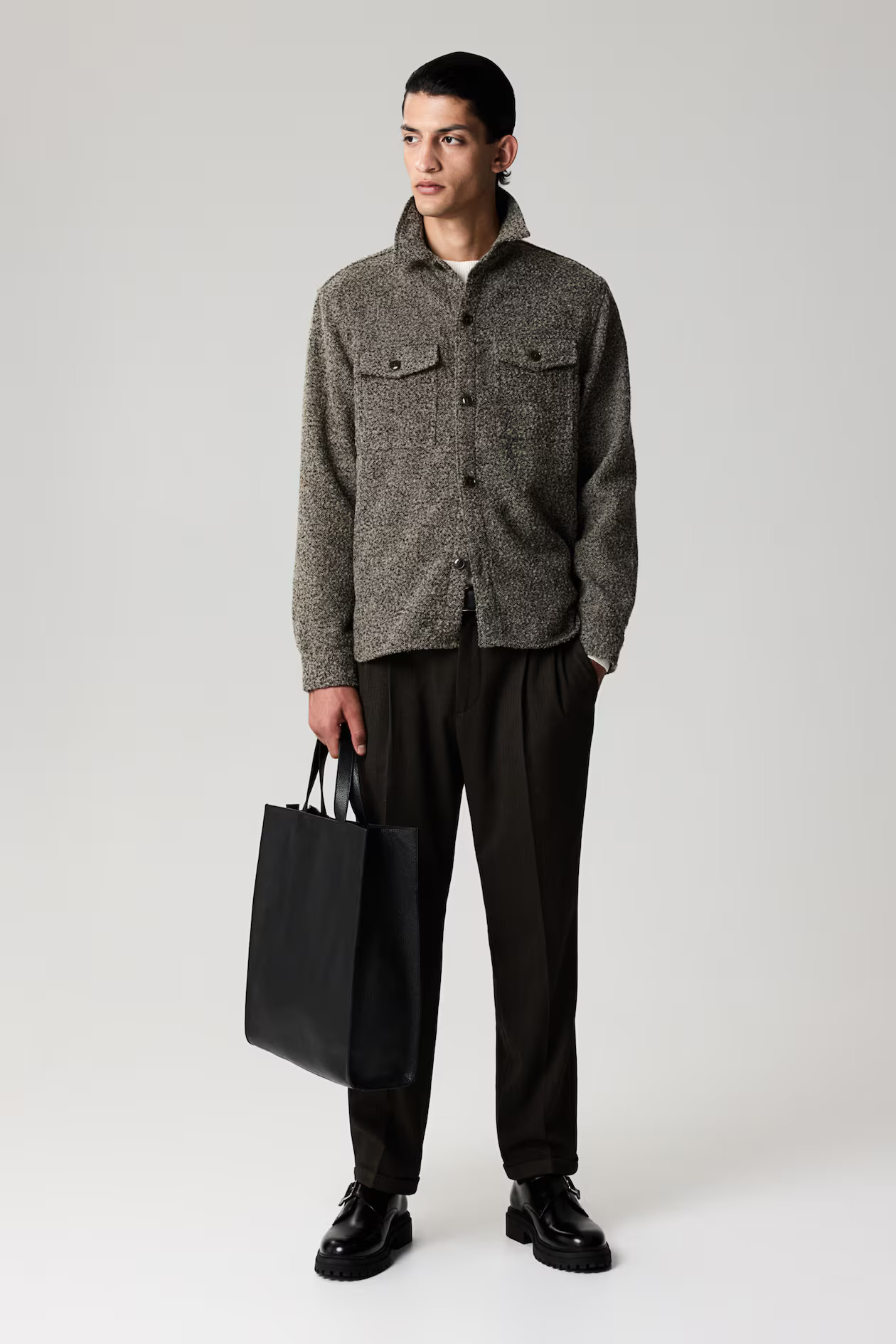 Regular Fit Wool-blend overshirt - Dark beige marl - Men | H&M GB | H&M (UK, MY, IN, SG, PH, TW, HK)