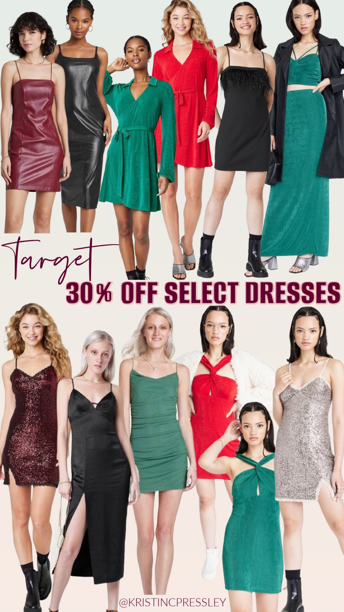 30% off so like dresses at target. Holiday dress. Holiday party dress. Sequins dress. Velvet dress. Leather dress. Suede dress. Green dress. Red dress. Black dress.

#LTKHoliday #LTKsalealert #LTKunder50