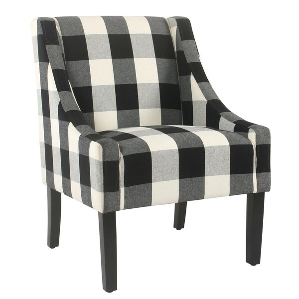 HomePop Modern Swoop Accent Chair - Black Plaid | Bed Bath & Beyond