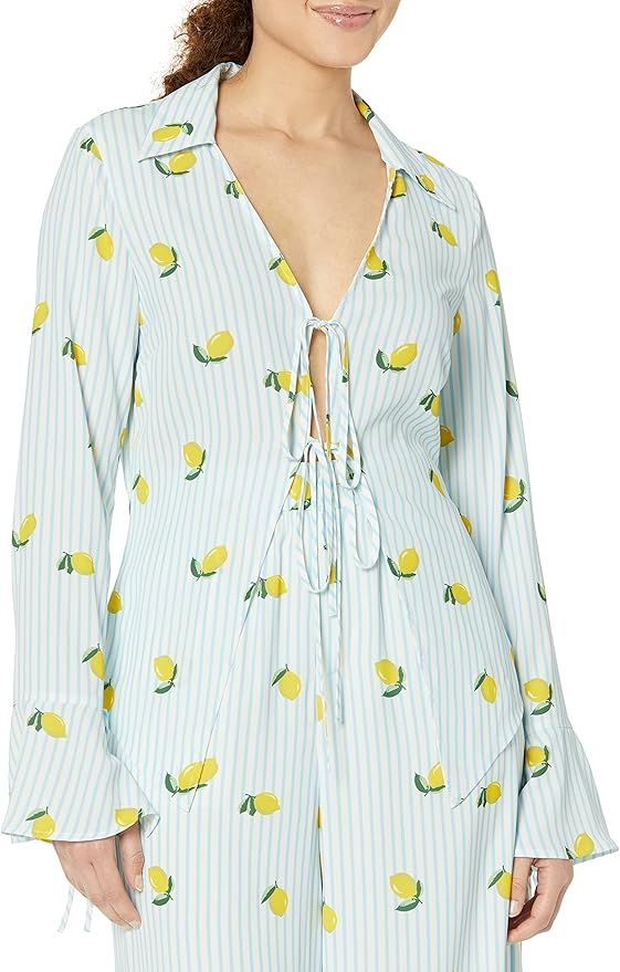 The Drop Women's Lemon Print Tie-Front Cutout Blouse by @carolinecrawford | Amazon (US)