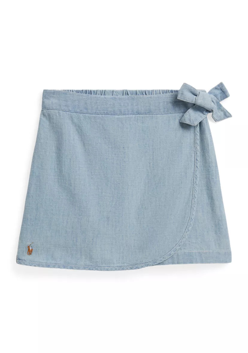 Girls 2-6 Indigo Chambray Faux-Wrap Skorts | Belk