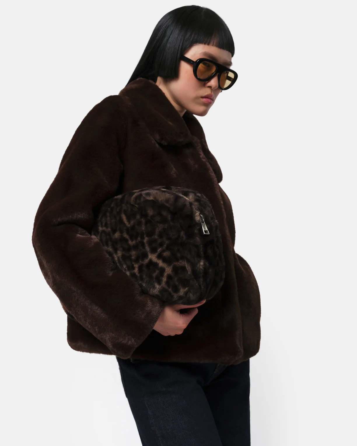Elis Faux Fur Coat in Espresso | Apparis