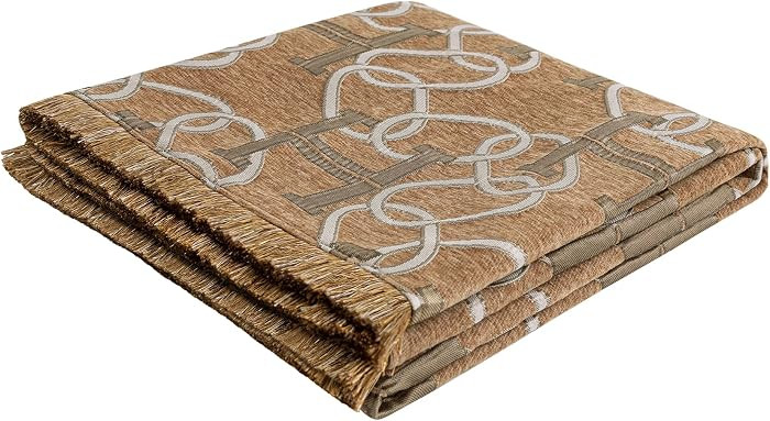 Jacquard Letter H Throw Blanket for Couch, 52”x72”, Light Brown | Amazon (US)