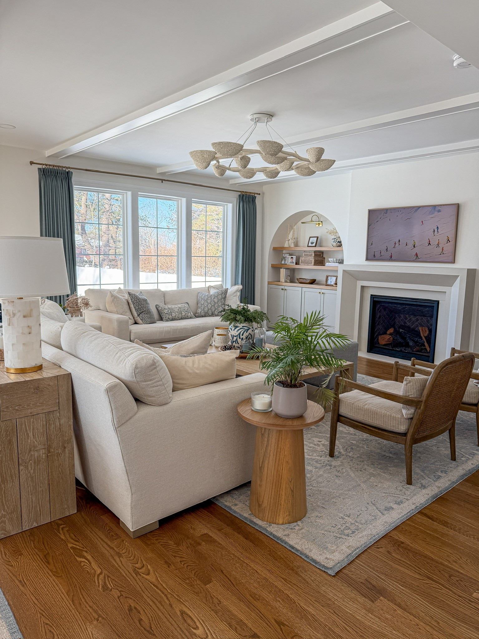 Family room overview! These Axis sofas are so comfy and durable.