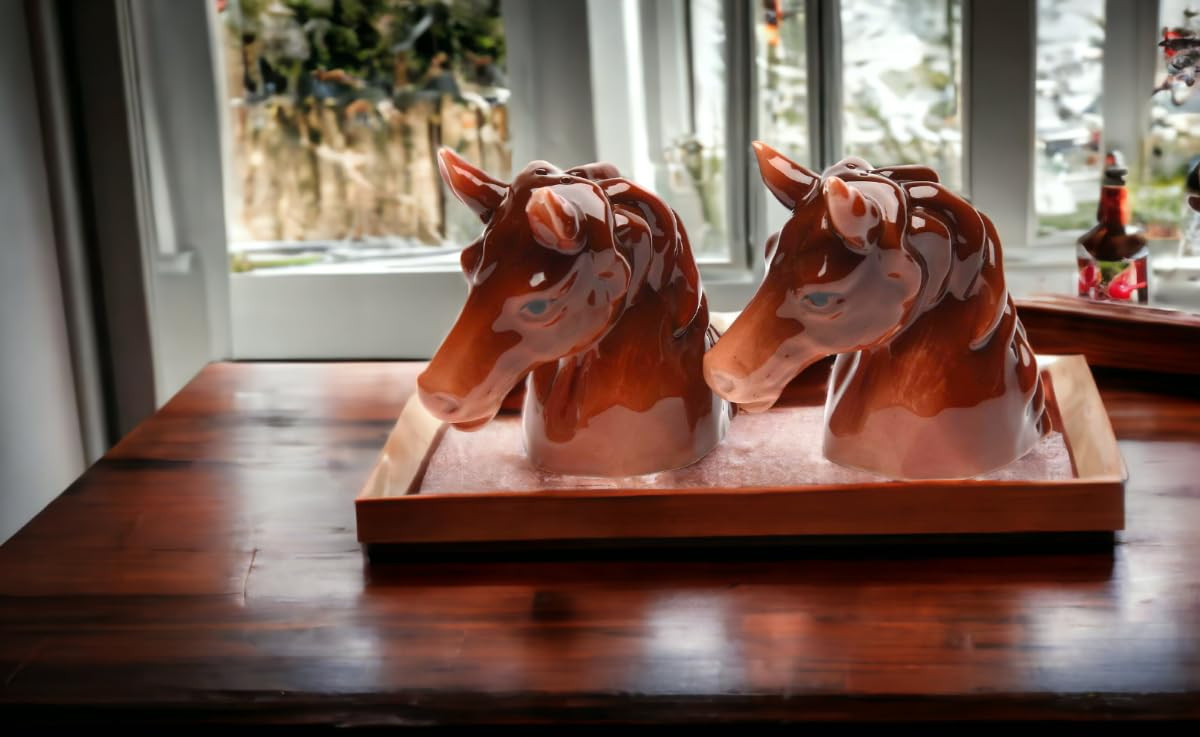 Brown Horse Heads Salt And Pepper Shaker Set - Bay Pony Ceramic Decoration | Amazon (US)