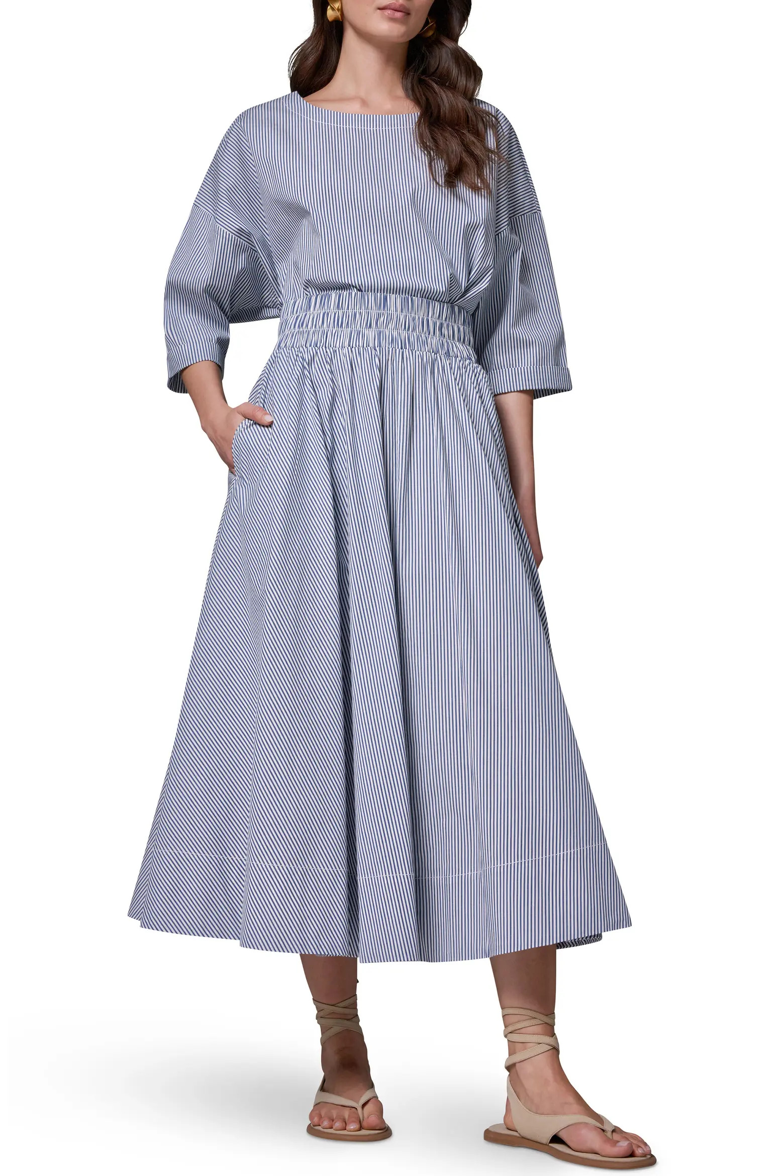 Donna Karan New York Stripe Stretch Cotton Maxi Skirt (Women) | Nordstrom | Nordstrom