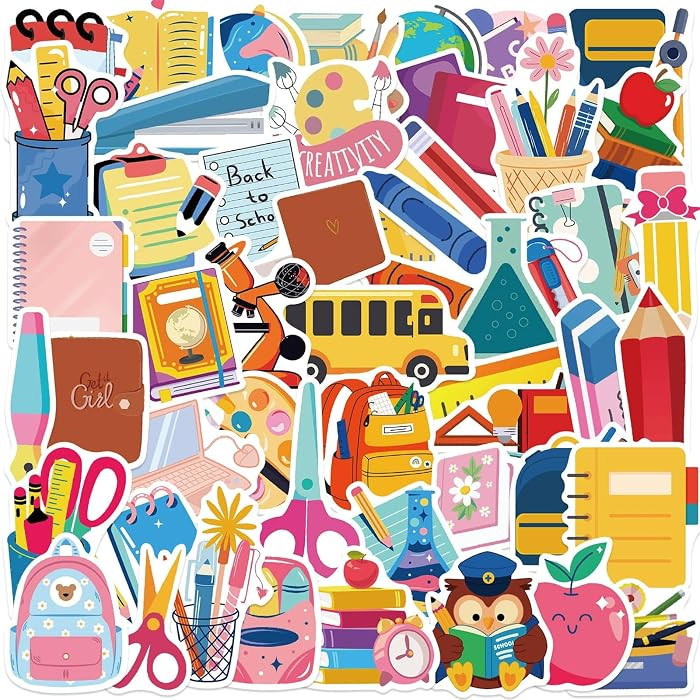 Back to School Stickers 50 pcs School Stickers Students Teacher Science Decorations for Scrapbook... | Amazon (US)