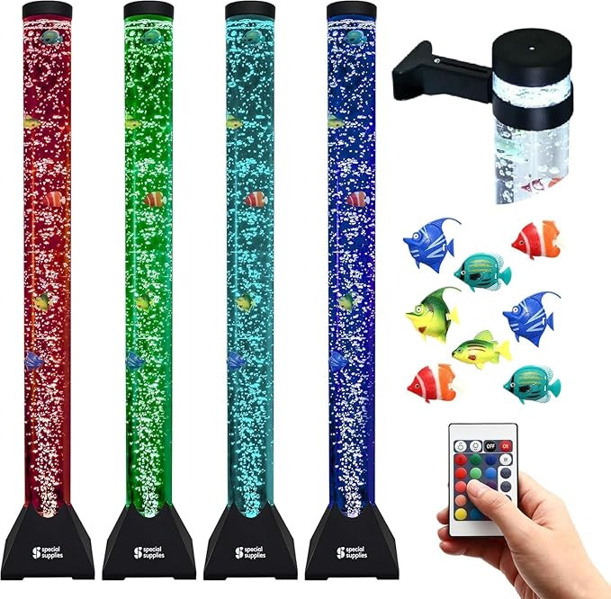 Special Supplies Aquarium Sensory Fish Bubble Light Tube with 16 LED Color Changing Nightlight Ef... | Amazon (US)