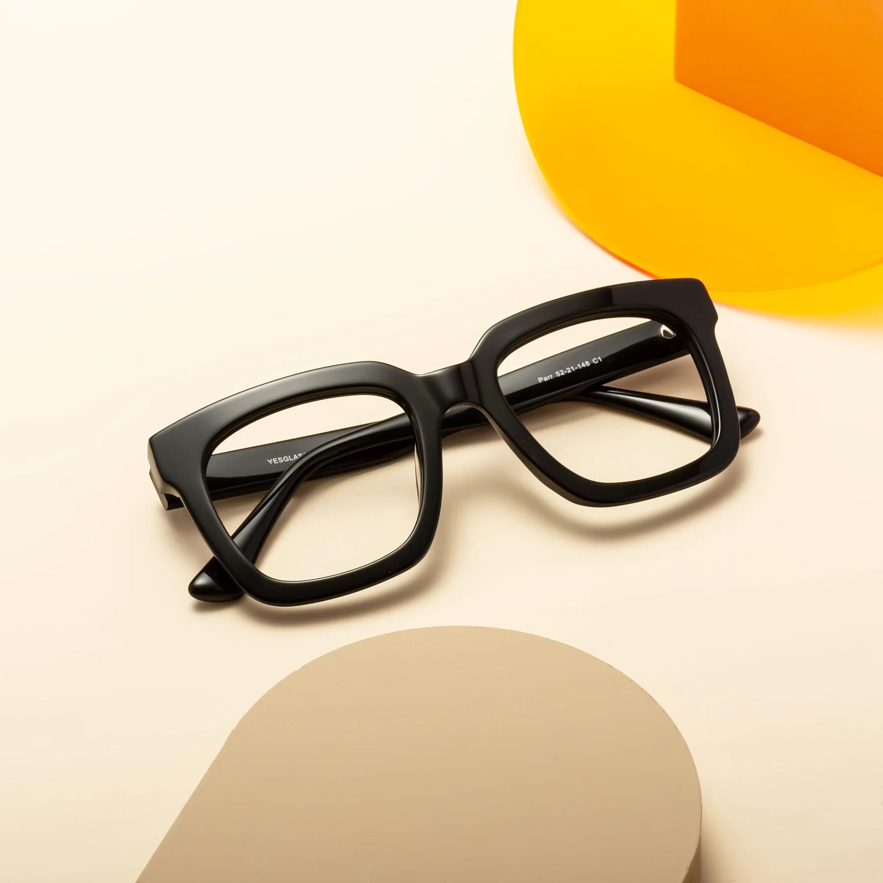 Black Oversized Acetate Square Eyeglasses - Parr | Yesglasses