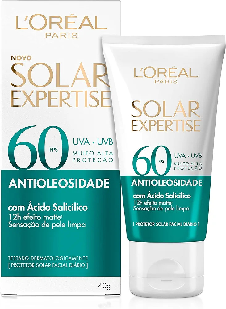Protetor Solar Facial L'Oréal Paris Solar Expertise Antioleosidade Fps60 40G | Amazon (BR)
