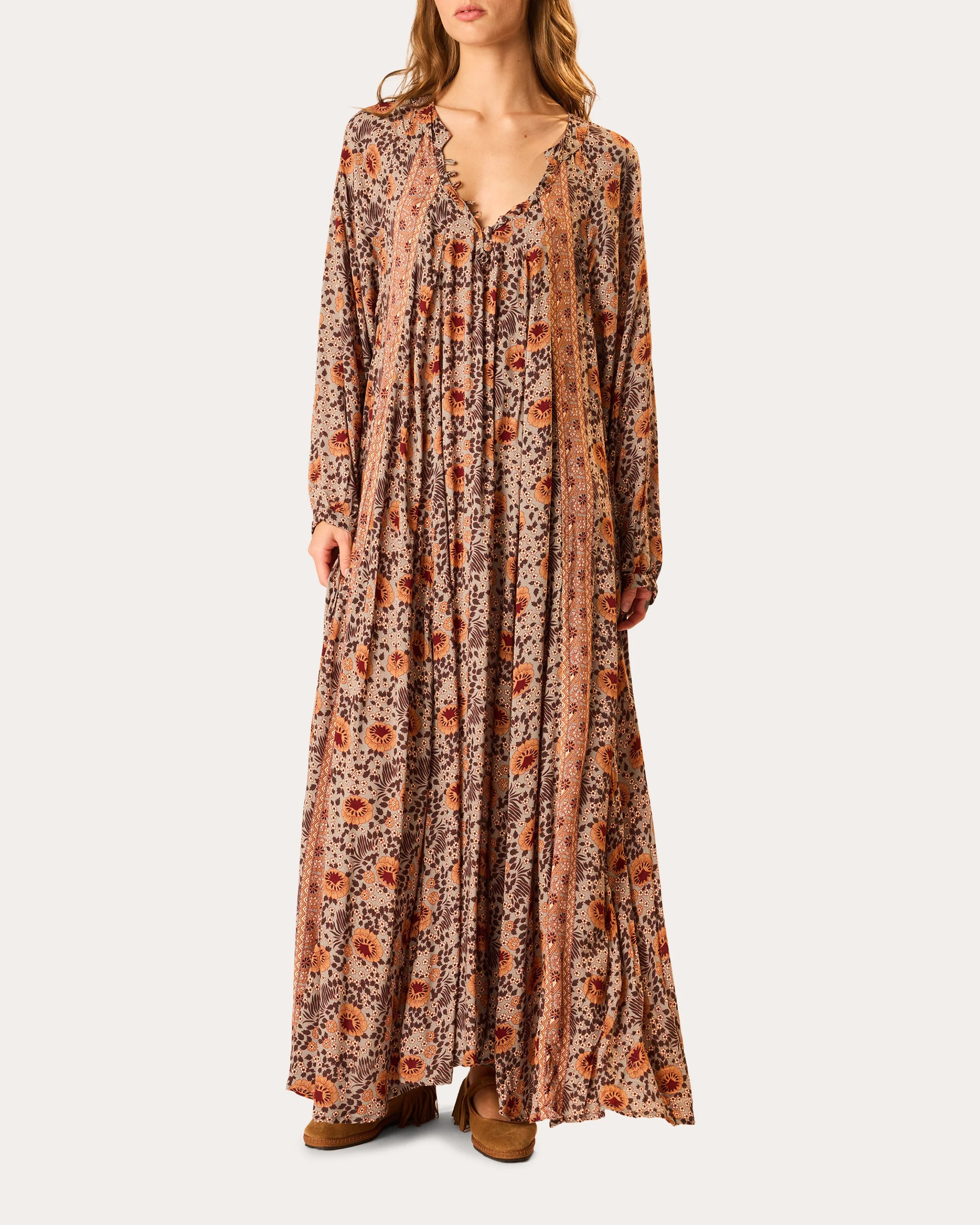 Natalie Martin Women's Fiore Floral Pleated Maxi Dress Rayon | Olivela
