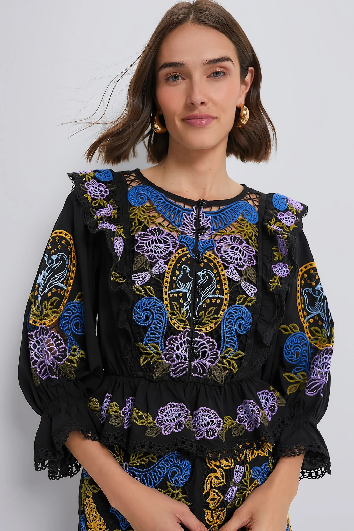 Black Richelieu Blouse | Tuckernuck (US)