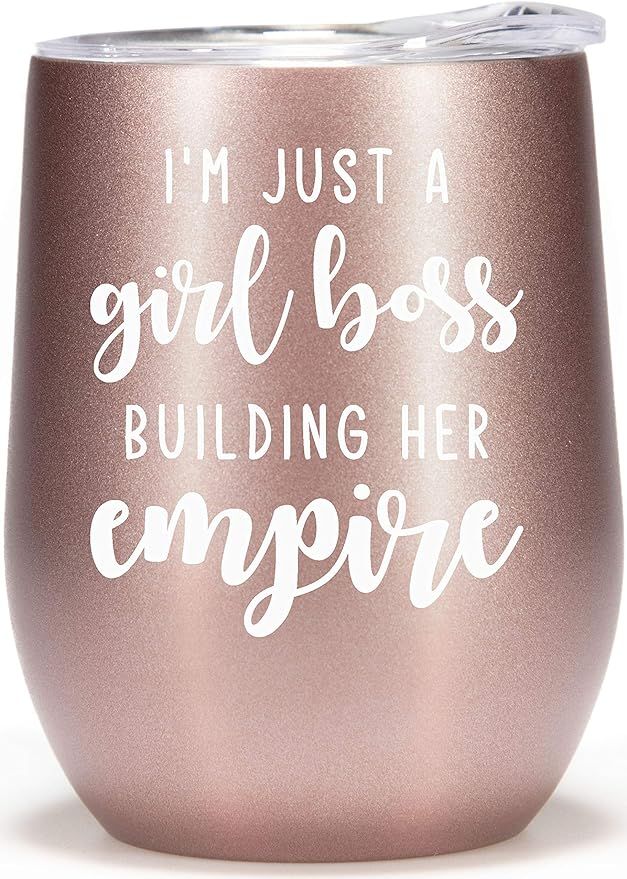 I'm Just A Girl Boss Building Her Empire Wine Glass Tumbler Boss Lady Gifts Insulated Coffee Mug | Amazon (US)