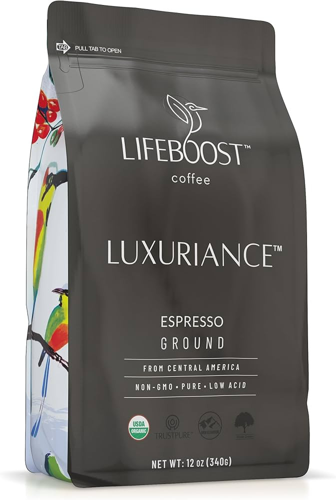 Lifeboost Coffee Espresso Ground Coffee - Low Acid Single Origin USDA Organic Coffee - Non-GMO Es... | Amazon (US)