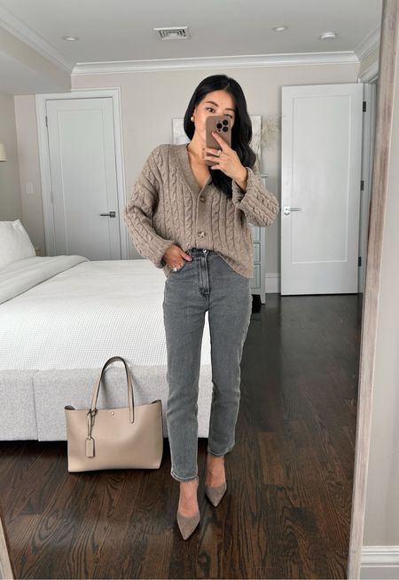 15% off almost everything at AF + code AFJEAN for a stackable 15% off 

•Cable knit cardigan sweater xxs - I also linked a cable knit pullover, both sweaters are an oversized wide cut loose fit with slightly shorter lengths

•Abercrombie jeans 24 short. Such a great fit and length for me

•Ann Taylor suede slingbacks 5, beautiful neutral color

•J.Crew earrings
•Very similar tote bag linked

#petite 

#LTKsalealert #LTKSeasonal