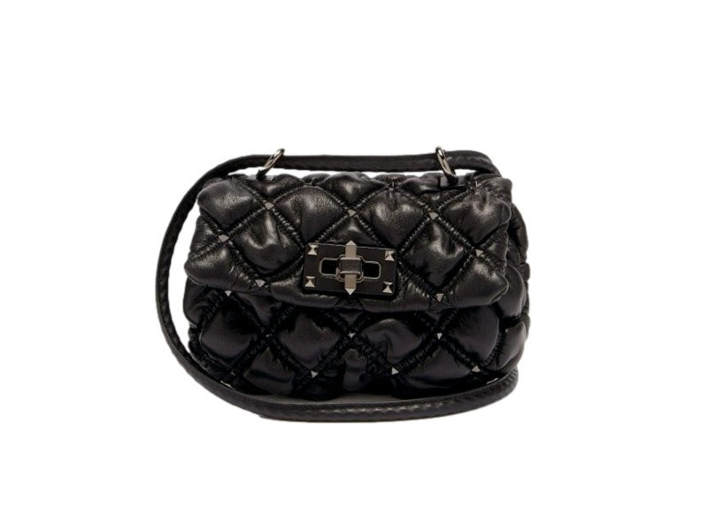 Valentino Garavani Spikeme Black Studded Leather Small Crossbody Bag | JTV Jewelry