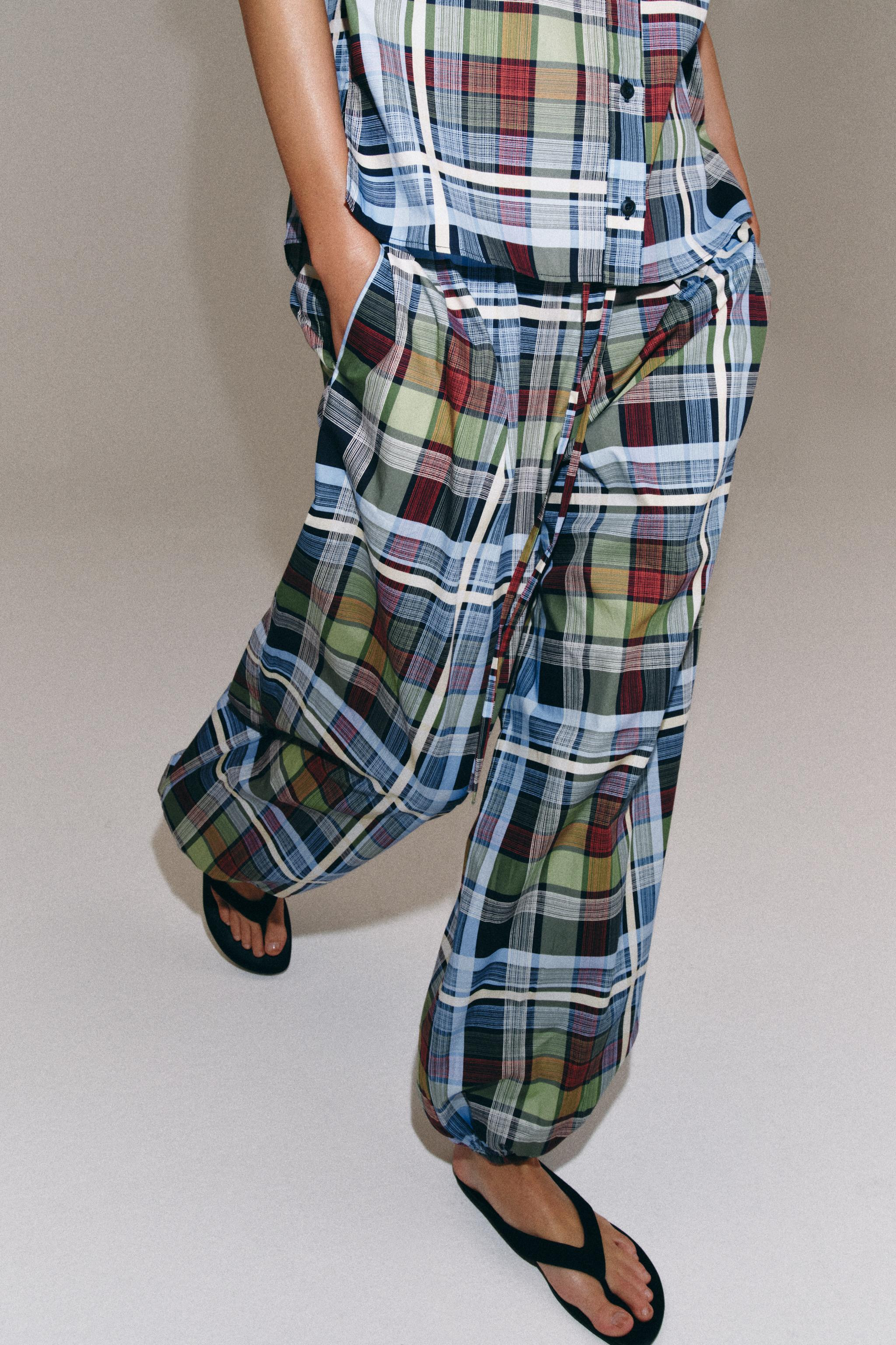 ZW COLLECTION PLAID BALLOON PANTS | Zara US