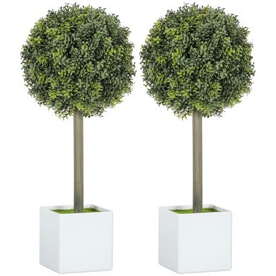 HOMCOM Lifelike Artificial Plants Set of 2, 1.5FT Fake Boxwood Topiary Balls with 114 PE Leaves, ... | Target