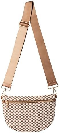 Woven Crossbody Bag for Women, Checkered PU Bum Bag Sling Purse with Adjustable Strap for Travel,... | Amazon (US)