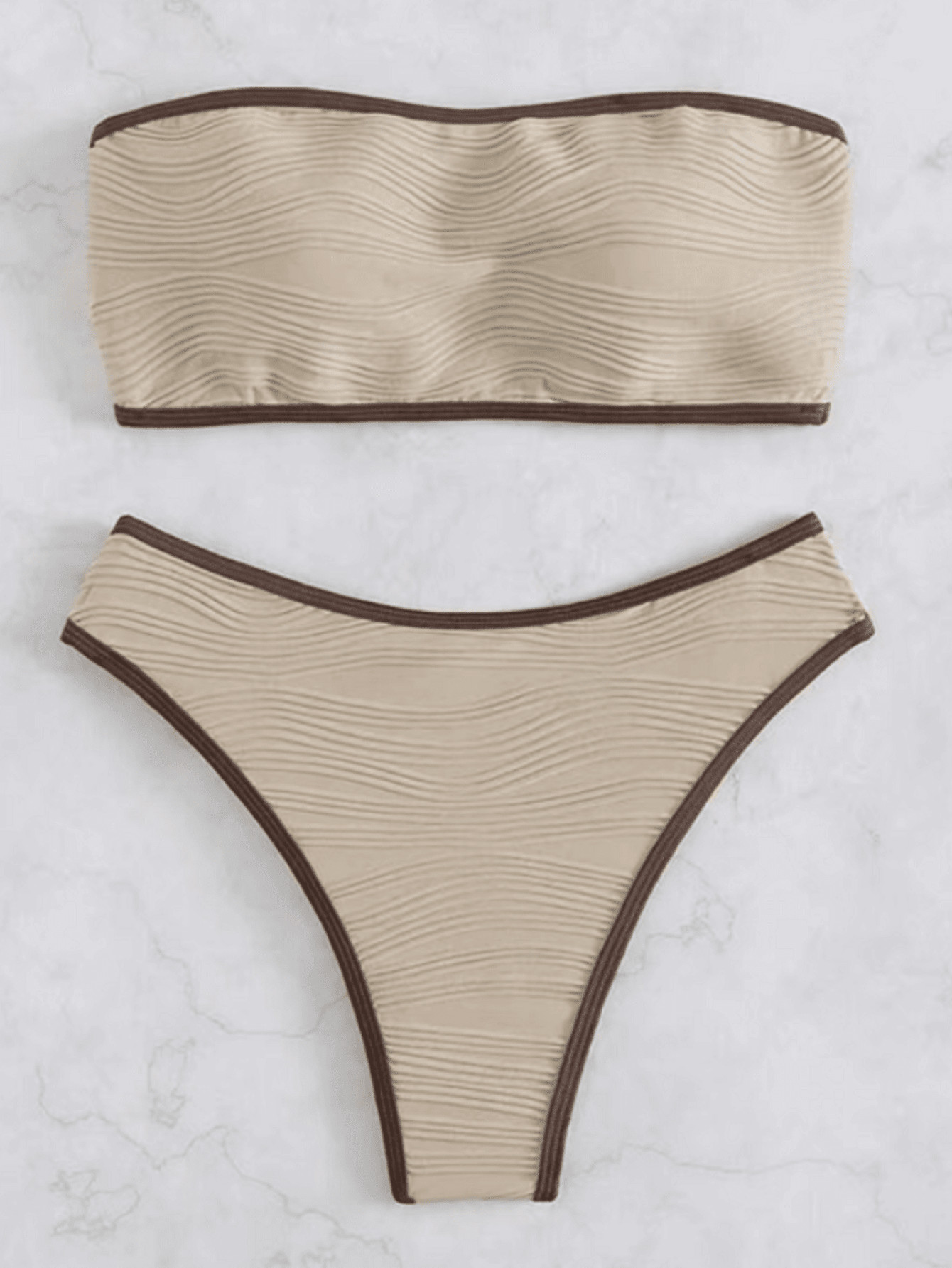 Contrast Binding Bandeau Bikini Swimsuit | SHEIN