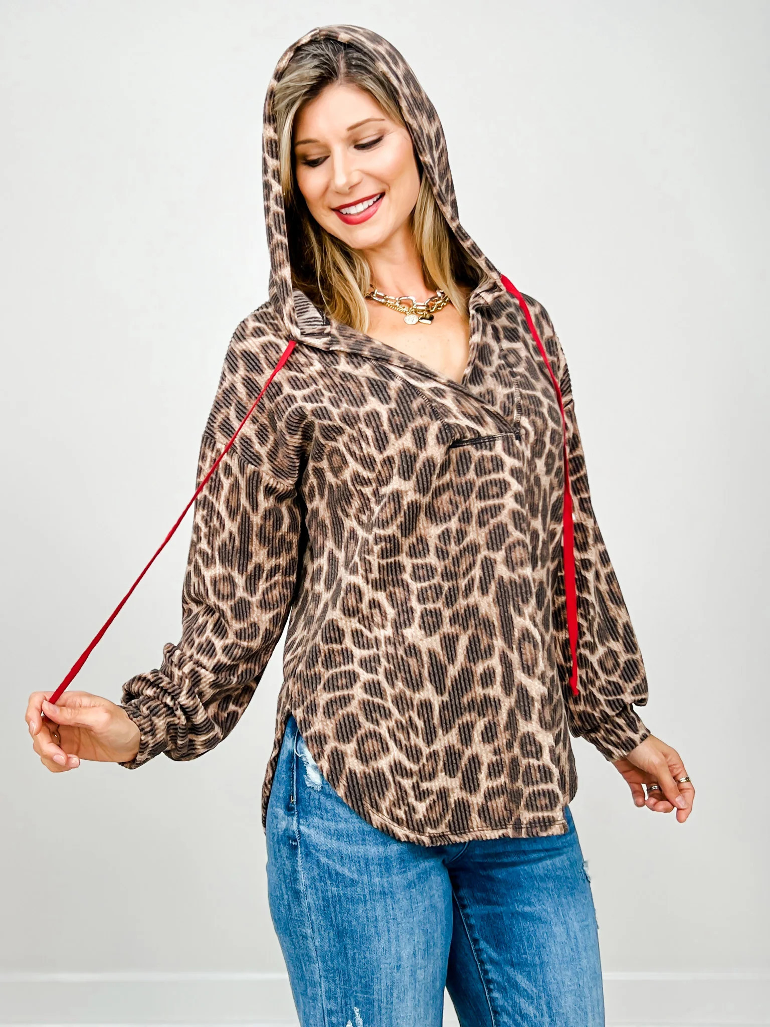 Long Sleeve Leopard Print Hoodie Top | Emma Lou's Boutique