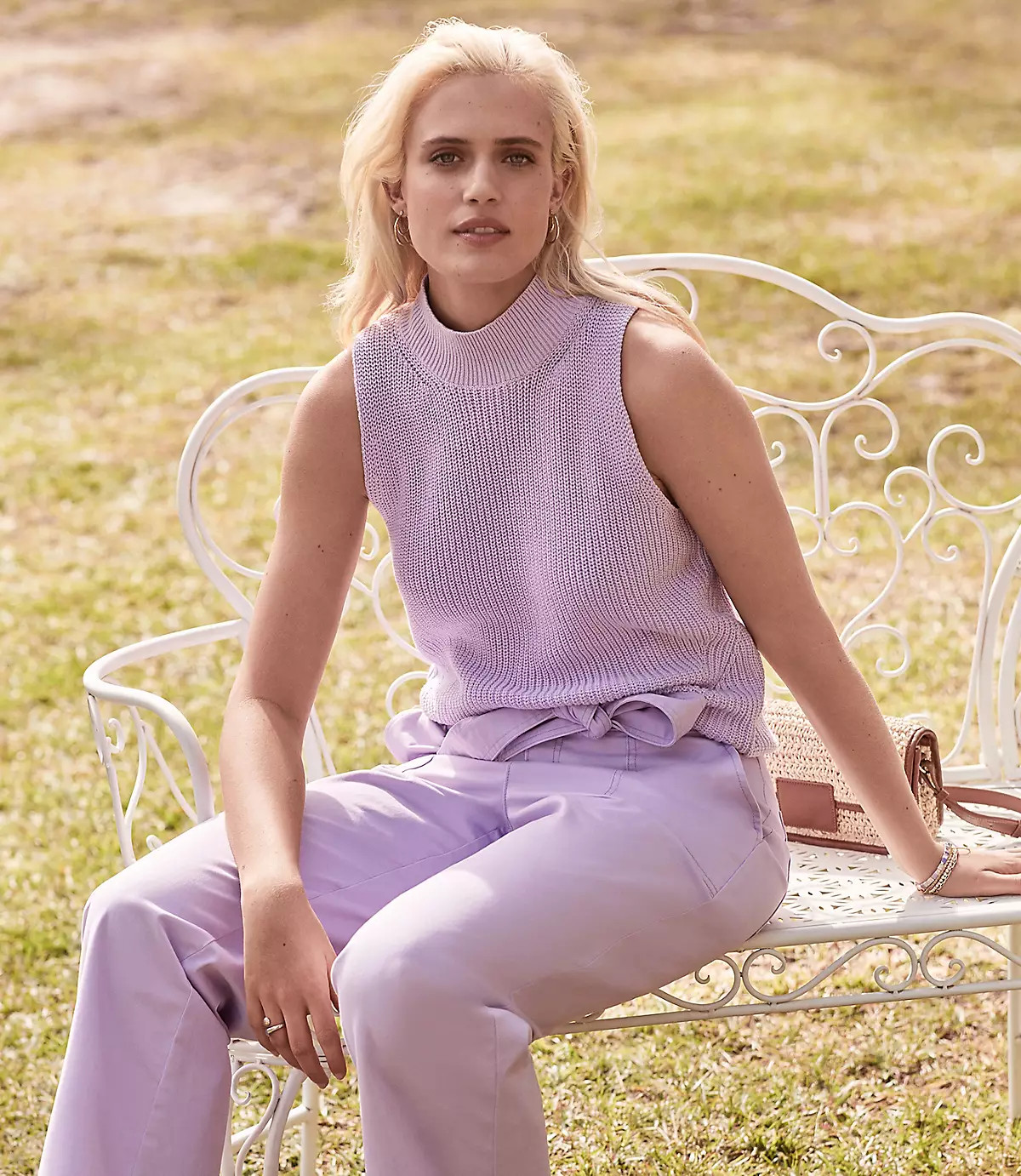 Ribbed Mock Neck Sleeveless Sweater | LOFT