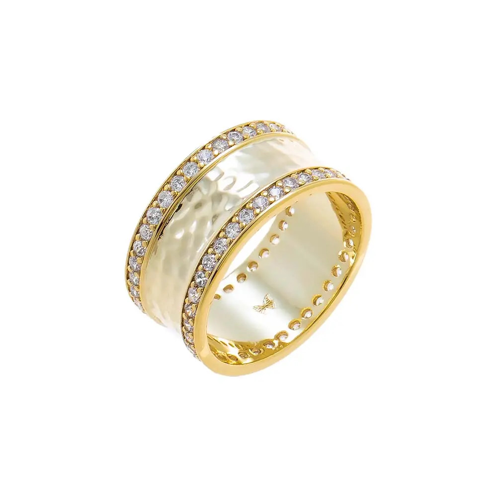 BY ADINA EDEN Double Pave Hammered Wide Band Ring (Women) | Nordstrom | Nordstrom