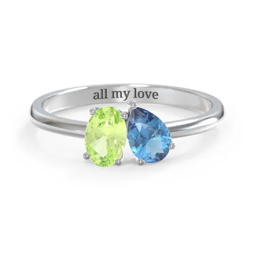 Toi et Moi Oval and Pear Gemstone Ring | Jewlr
