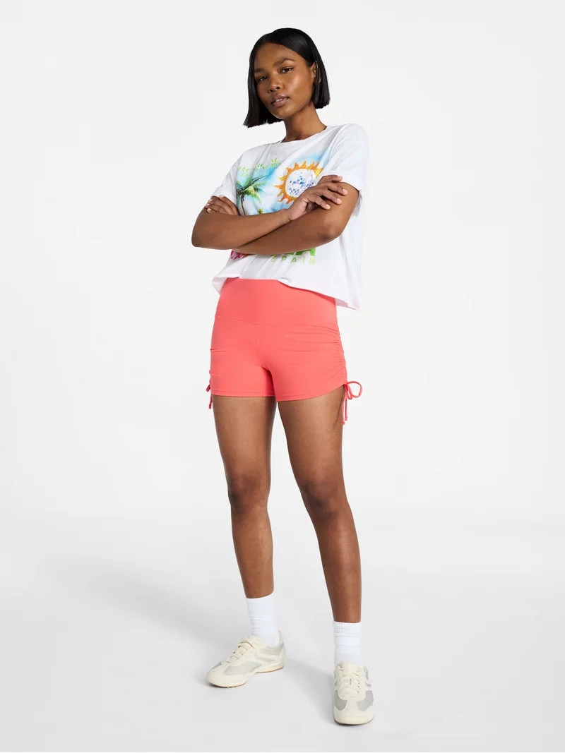 No Boundaries Ruched Side Bike Shorts, 4" Inseam, Women’s XXS-XXL | Walmart (US)