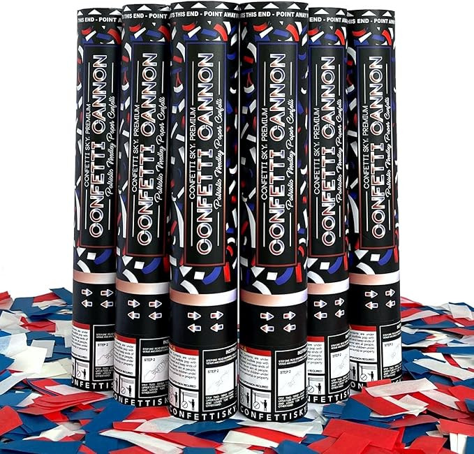Confetti Sky [6 Pack] 12 Inch Confetti Cannons | Confetti Poppers for America 250, July 4 parade,... | Amazon (US)