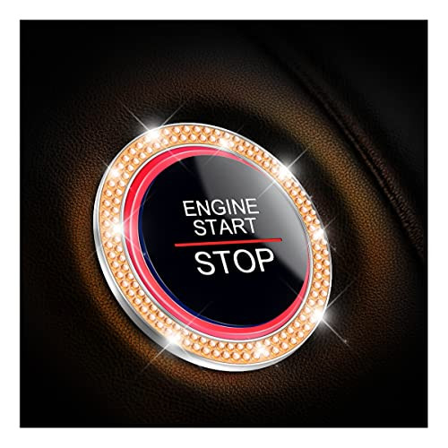 Car Bling Crystal Rhinestone Engine Start Ring Decals, 2 Pack Car Push Start Button Cover/Sticker, Key Ignition Knob Bling Ring, Sparkling Car Interior Accessories for Women (Orange) | Amazon (US)