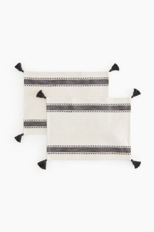 2-pack Fringed Tea Towels - Natural white - Home All | H&M US | H&M (US + CA)