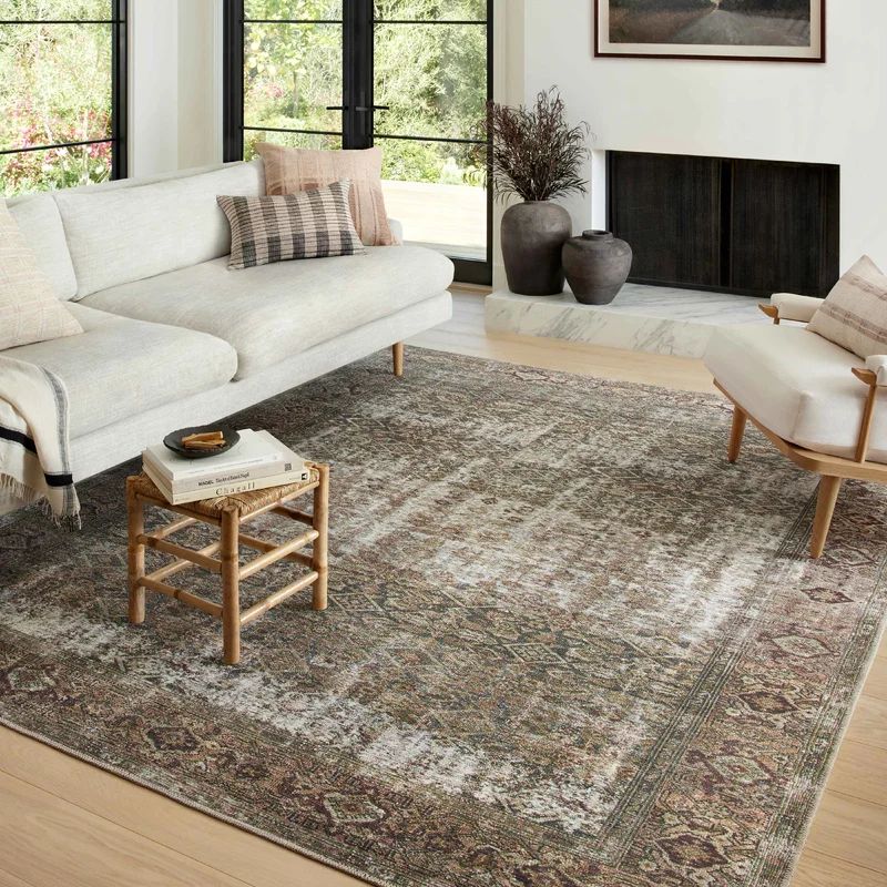 Georgie Oriental Moss/Salmon Area Rug | Wayfair Professional