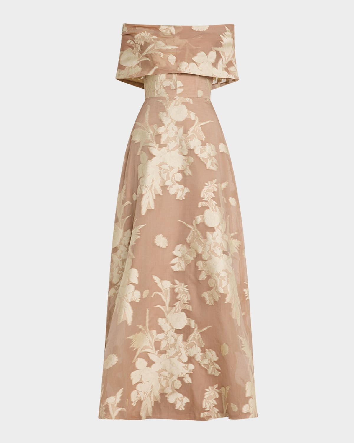 Deedie Floral Fil Coupe Off-The-Shoulder Gown | Neiman Marcus