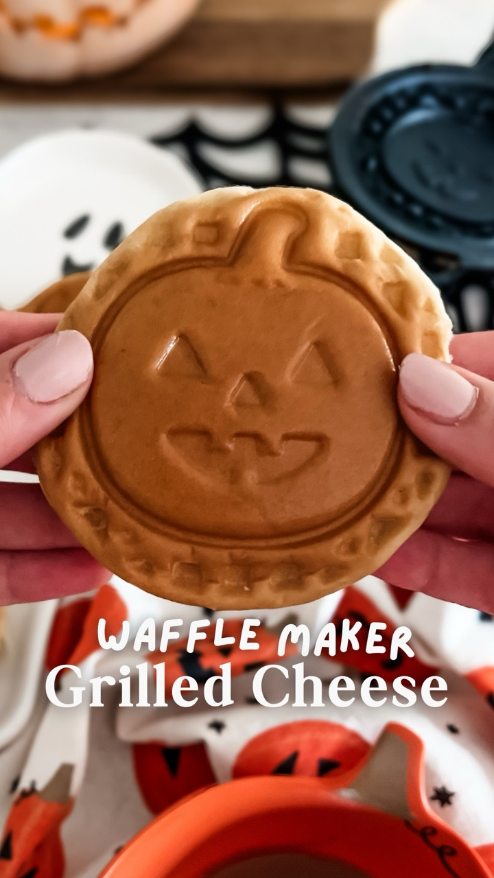Never making it any other way again 🧇🧀✨ These jack-o’-lantern grilled cheeses are *the* mom hack for a quick, simple, and delicious Halloween-themed meal for kids! 🎃😋 

I used our mini waffle maker to add a little spooky season magic to one of our favorite cozy fall family meals, and the kids LOVED how these crispy, melty, and fun little handheld sandwiches turned out! 👻✨ 

HOW TO: Spray your waffle maker with butter, place a burger bun top-side down, and fill it with American + mozzarella cheese (or your favorite combo). Close for a few minutes until golden and gooey

SAVE this idea to make before a night of trick-or-treating or your next fall movie night! 🧡

#LTKFamily #LTKKids #LTKHalloween