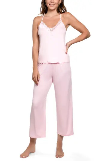 In Bloom by Jonquil Lace Trim Satin Long Pajamas in Light Pink at Nordstrom Rack, Size Medium | Nordstrom Rack