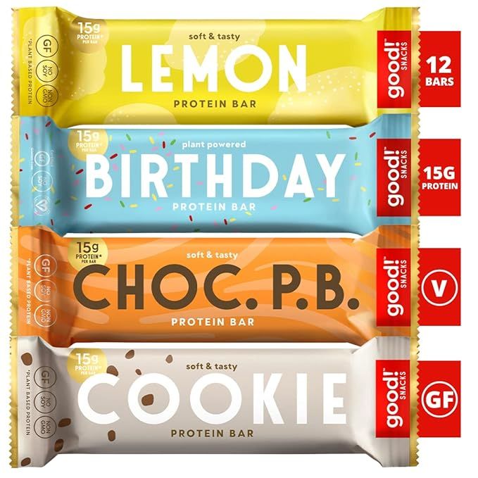 good! Snacks Vegan 4 Flavor Variety Pack Protein Bars | Gluten Free, Plant Based, Low Sugar, Kosh... | Amazon (US)